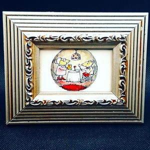 Mini 2"×3" Framed Fancy Wine and Cheese Mouse Dinner